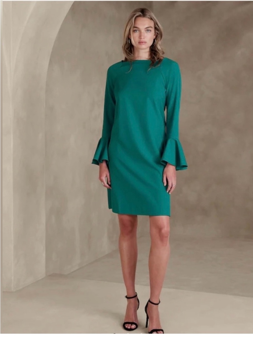 Banana Republic Teal Bell Sleeve Shift Dress XL NWT